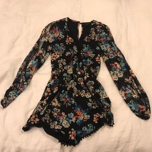 Floral long sleeve romper